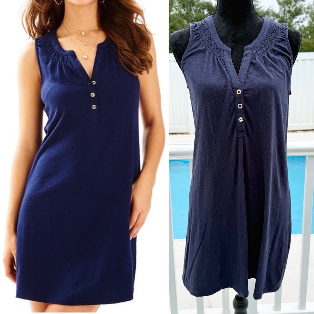 Lilly Pulitzer Essie Sleeveless Shift Dress in True Navy Size Small